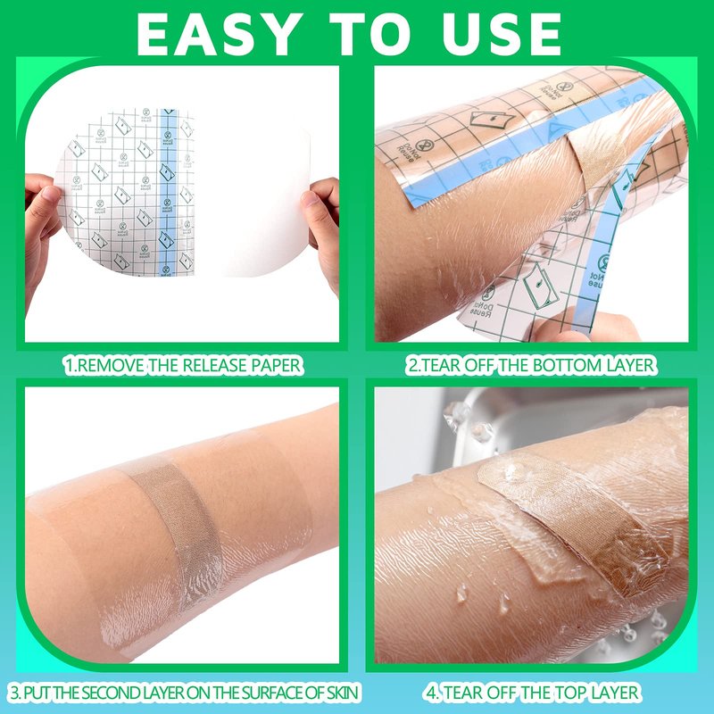 Nuanchu 50 Pcs Transparent Film Dressing Adhesive Bandage Waterproof Wound Clear Adhesive Bandages Post Surgical Tape for Tattoos, Swimming, Second Skin Cover up, Wound Seal(5.9 x 7.8 Inch)