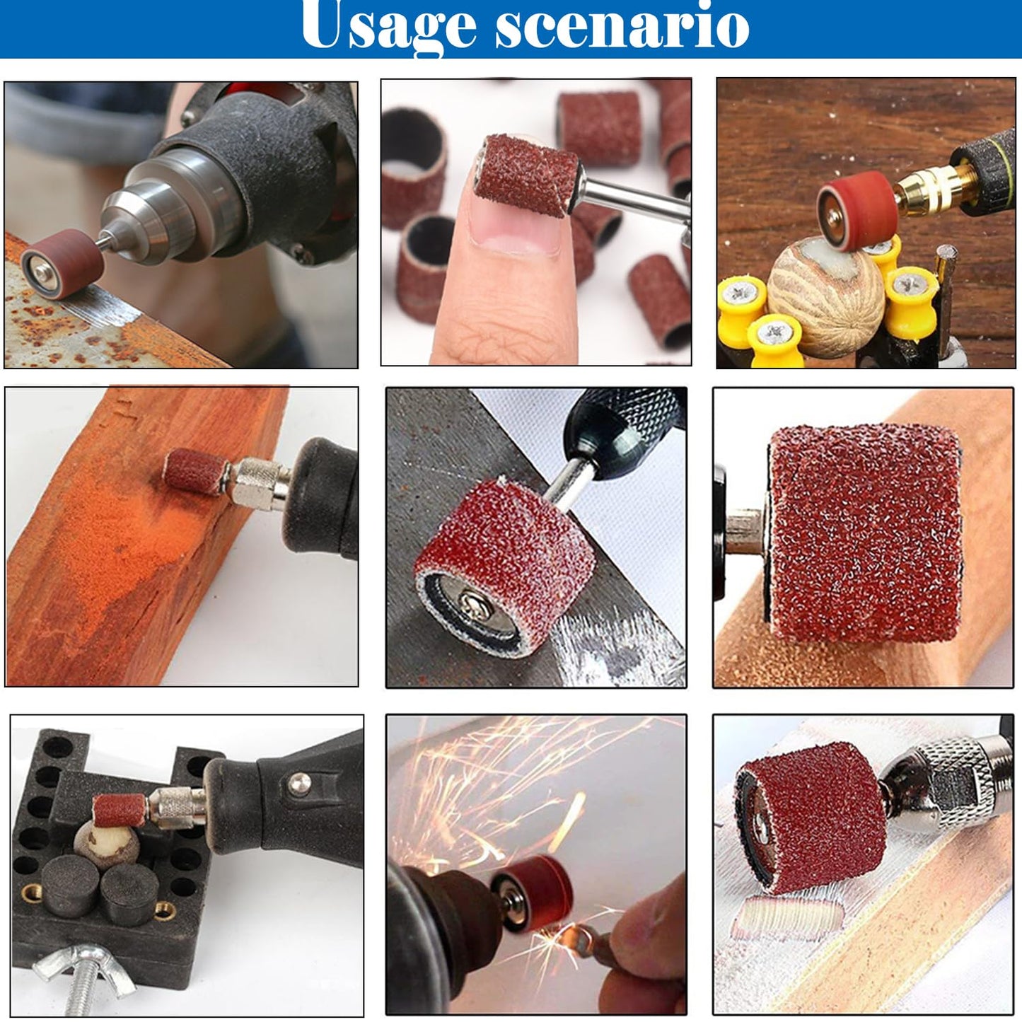 Sunxeke Sanding Drum Set for Dremel Rotary Tools-Includes 138 Aluminum Oxide Drum Sander Sanding Sleeves (80,120,240 Grit),12 Drum Mandrels and 9 Sanding Bits,Sanding Bits Tool Accessories with Box