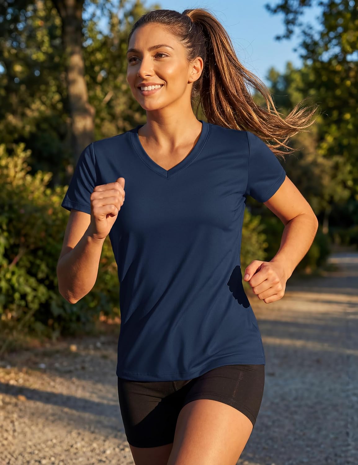 TACVASEN Women's V-Neck Athletic Tee - UPF 50+ Sun Protection, Quick Dry, Short Sleeve