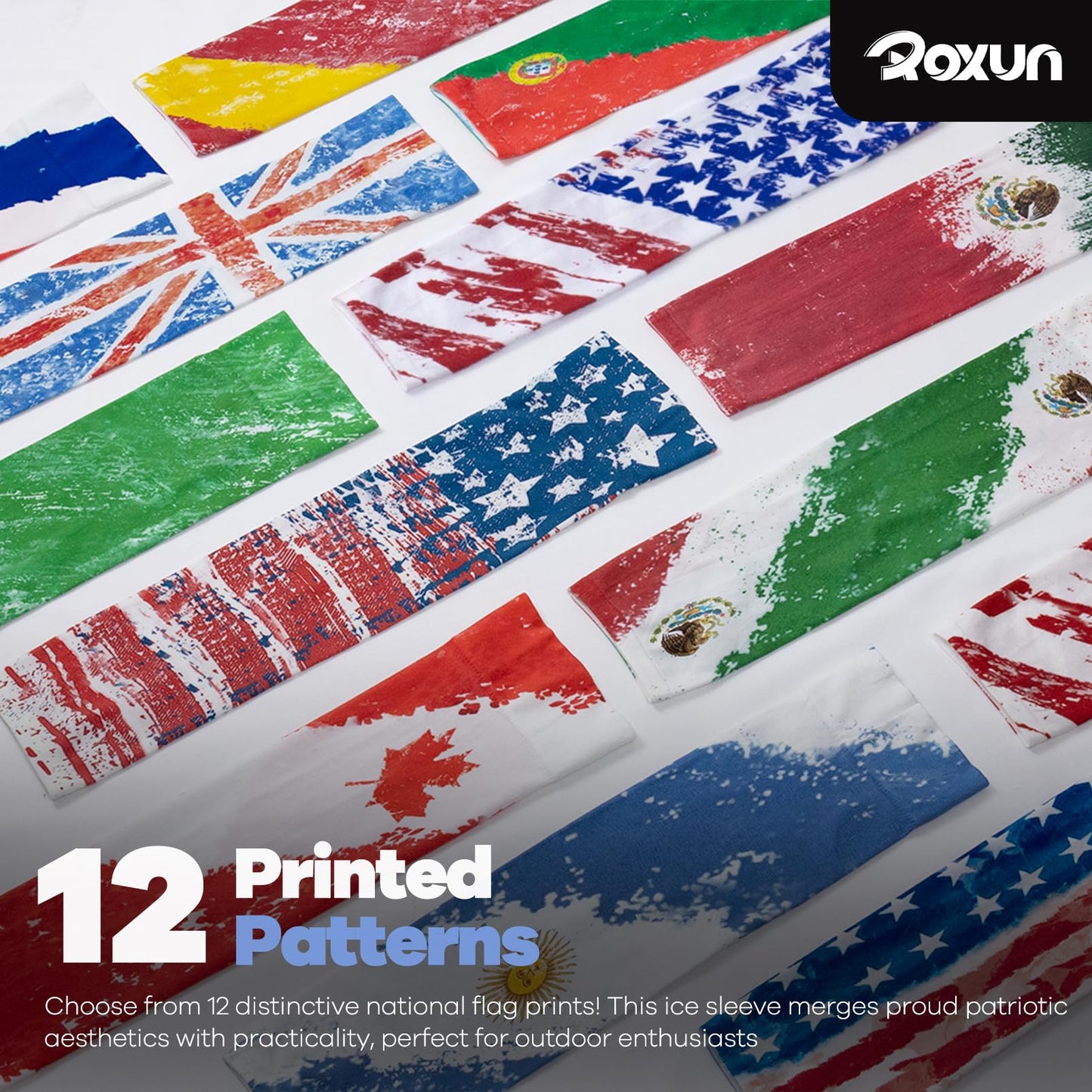 ROXUN 2 Pairs Flag Arm Sleeves Cooling UV Protection for Men Women Soccer Football Sports Mexico Flag-1