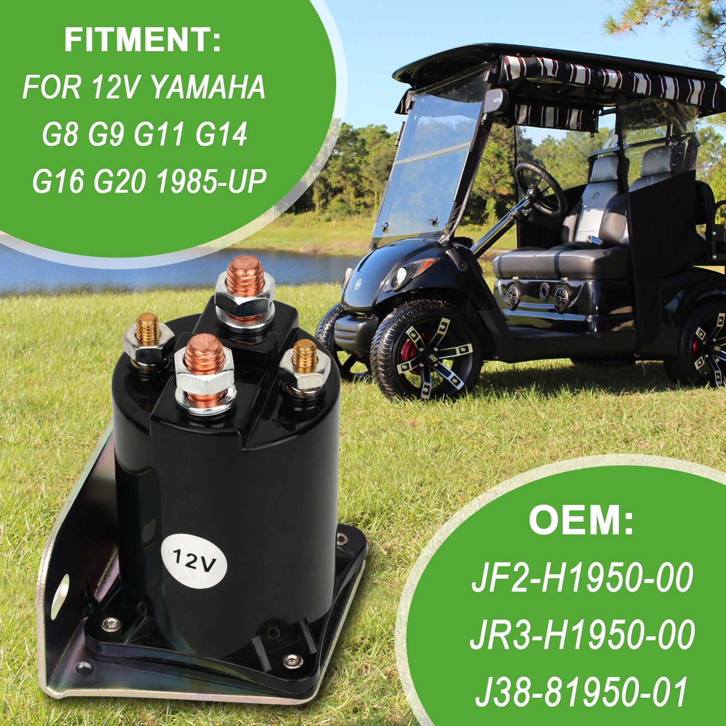 10L0L Golf Cart 12V 4-Terminal Starter Solenoid Relay for Yamaha G2 G8 G9 G11 G14 G16 G20 1985-2002 Gas Golf Cart, Replaces JF2-H1950-00, JR3-H1950-00, J38-81950-01