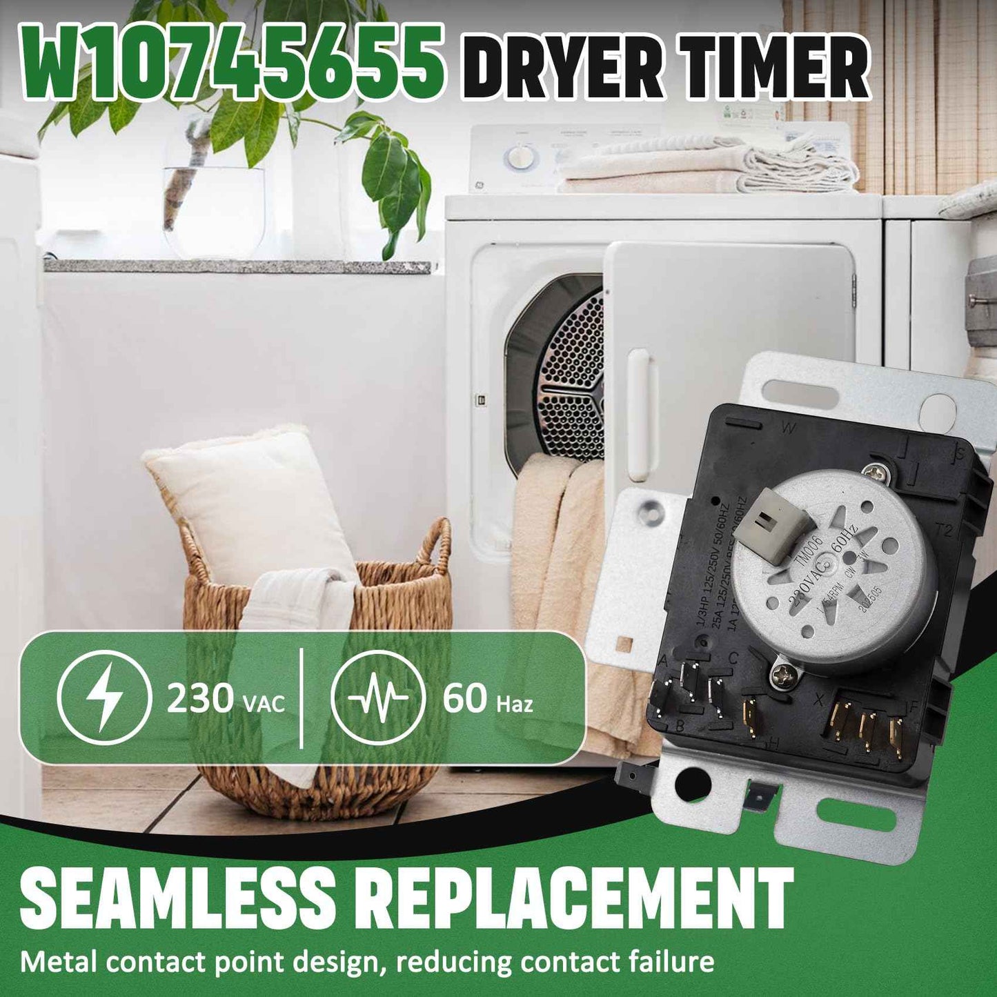W10745655 W10436308 W10857612 Dryer Timer Compatible with Whirlpool Maytag Amana, W10745655 Dryer Timer Replaces Ap6003908 Ps11731366 4454384 Eap11731366, W10745655 Fits for 4KWED4605FW0 4KMEDC410JW0