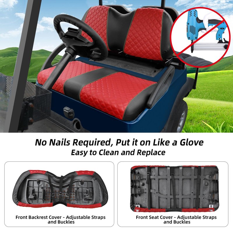Roykaw Golf Cart Seat Covers Kit Fit for Club Car Precedent OEM Ordinary Seat Cushion, Marine Grade Vinyl Material/More Soft and Comfortable, Breathable & Easy to Clean