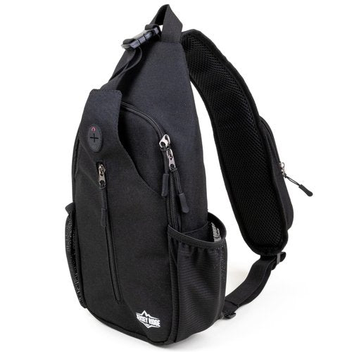 JERSEY RIDGE Crossbody Sling Bag – Anti-Theft Carryall Daypack Backpack with Adjustable Chest Strap for Travel or Hiking (Black)