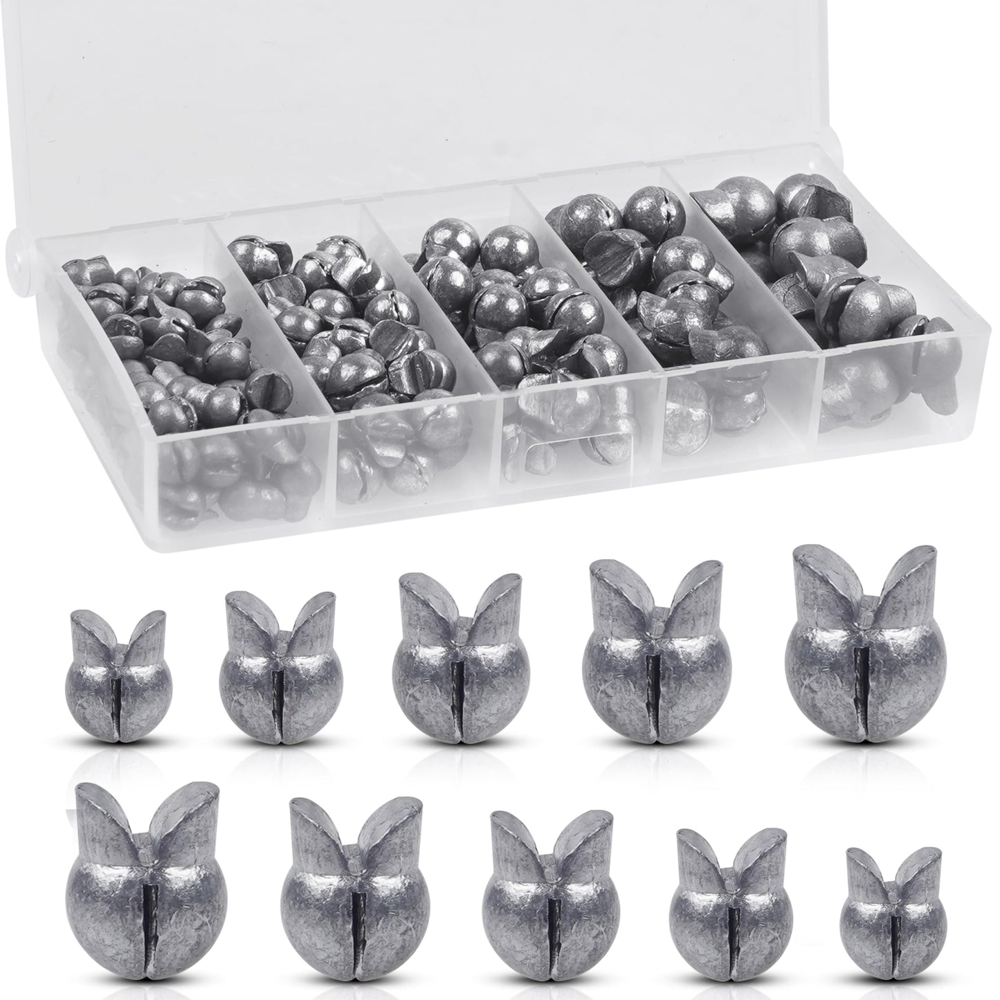 Split Shot Sinker Fishing Weights, 135pcs Removable Round Split Shot Fishing Line Sinkers Clip On Weights for Freshwater Saltwater Fishing