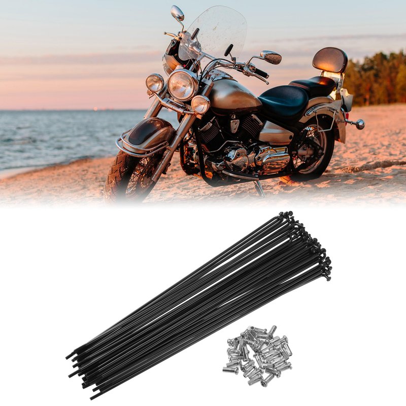 X AUTOHAUX 40 Pcs Bicycle Steel Spokes 13G Bike Spoke 200mm Length with Nipples for Most Bicycle