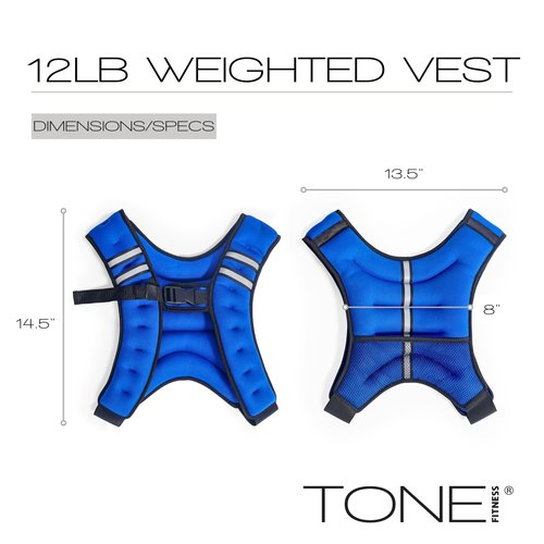 Tone Fitness HHWV-TN012 Weighted Vest, 12 lbs, Blue
