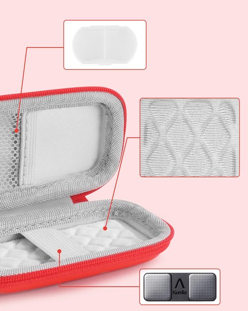 stukcaze Heart Rate Monitor Case KardiaMobile EKG Monitor 1L 6L, Portable Hard EVA Kardia Mobile Case with Climbing Clip, Protective KardiaMobile EKG Organizer (RED)