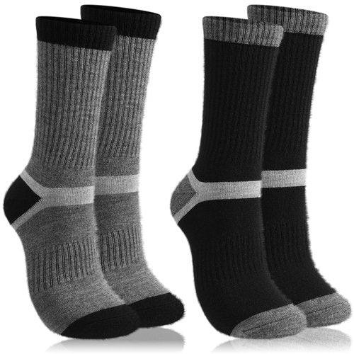 Cutecrop 2 Pairs Alpaca Wool Hiking Socks for Men Women Alpaca Wool Blend Thick Thermal Winter Crew Boot Socks(Dark Gray and Black,8-10)