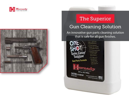 Hornady One Shot Sonic Clean Solution, 1 Quart – Gun Cleaner Solution, Clean All Gun Parts Safely and Quickly – Designed for Use with Hornady Lock-N-Load Sonic Cleaners – Item 043360