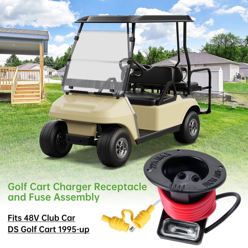 10L0L 48 Volt Golf Cart Charger Receptacle and Fuse Assembly | Electric Golf Cart Parts for Club Car 101802101