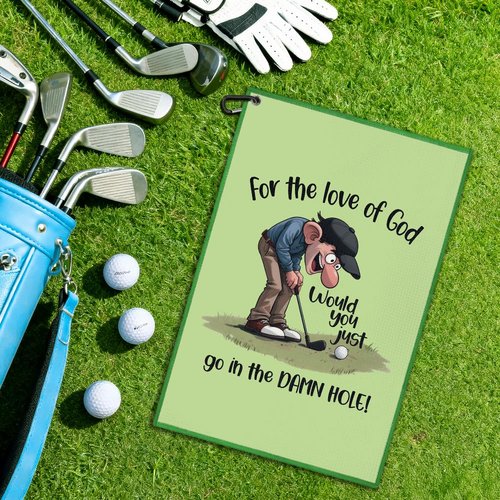 Juoqg for The Love of God Green Golf Towel, Funny Golf Bag Towel with Clip for Men, Golfing Accessories for Men, Retirement Birthday Gifts for Golfer, Golfing Thank You Gifts for Dad Grandpa Uncle