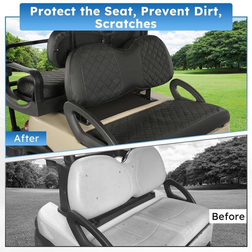 Golf Cart Seat Covers 4 PCS Front and Rear Seat Covers Sets Fit Club Car Precedent Standard Seat Cushion,Vinyl Leather Diamond Replacement Club Car Seat Cover,Adjustable Buckle No Stapler Needed