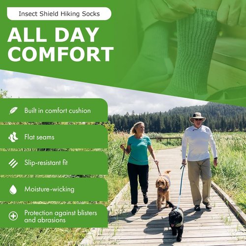 Insect Shield Midweight Hiking Socks - Permethrin Bug Repellent Protection for Men & Women
