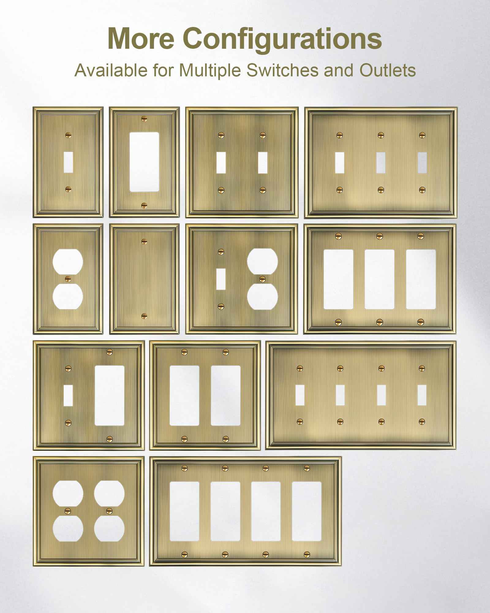 TREEWELL 2-Pack Triple Toggle Light Switch Cover Plate, Durable Solid Zinc Alloy Decorative Switch Plate Covers, Antique Brass 3 Gang Wall Plate, Corrosion Resistant