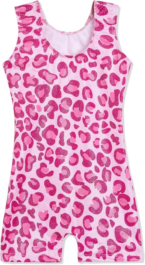 Domusgo Gymnastics Leotards for Girls - Sparkly One-Piece Pro Unitard with Shorts, Size Options Available