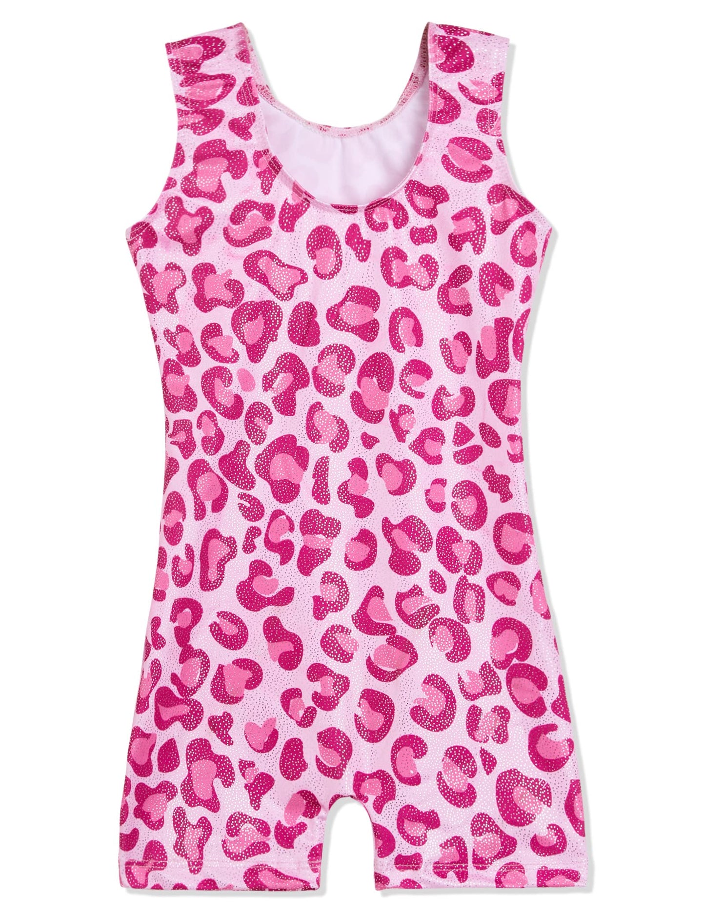 Domusgo Girls Gymnastics Leotards Size 4t 5t Shiny One Piece Soft Pink Leopard Dot Tumbling Unitards