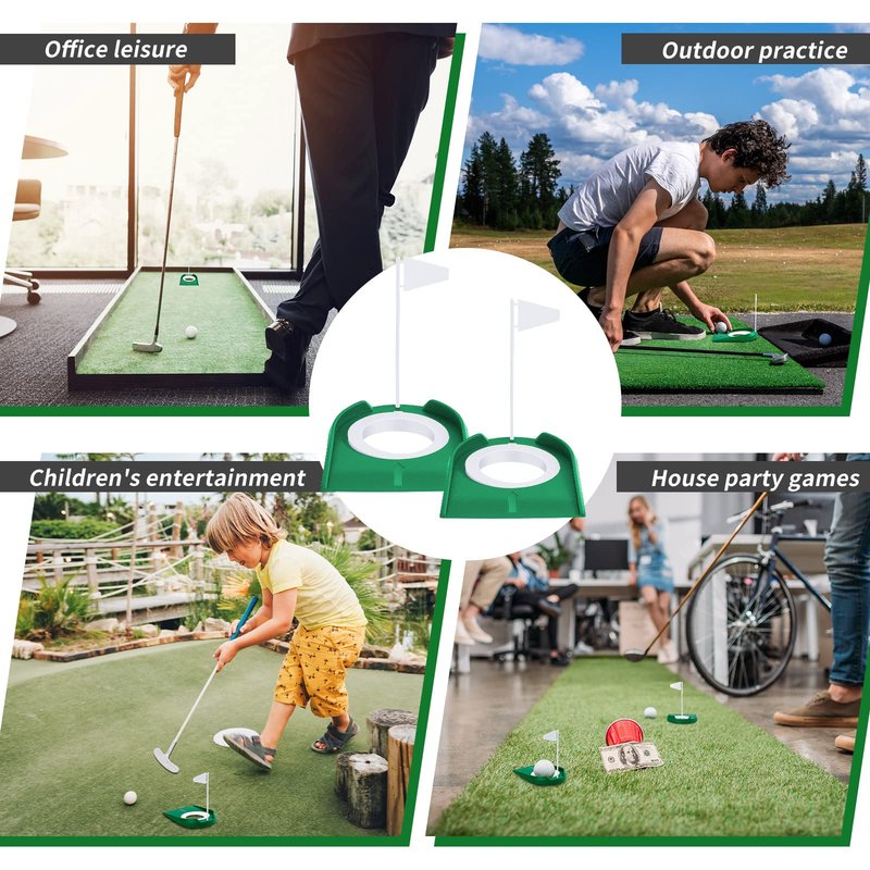 Sotiff Golf Putting Practice Cup Hole Training Aids Golf Accessories Training Putters with Plastic Flag for Adult Green Office Garage Yard Indoor Outdoor Practice(White)