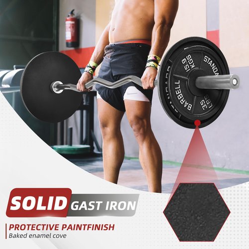 【10LB Two-Pair Set】2" Cast Iron Weight Plates | (4 x 10LB) Black Plates with Silver Numbers | Fits Standard Dumbbell Handles & Barbells