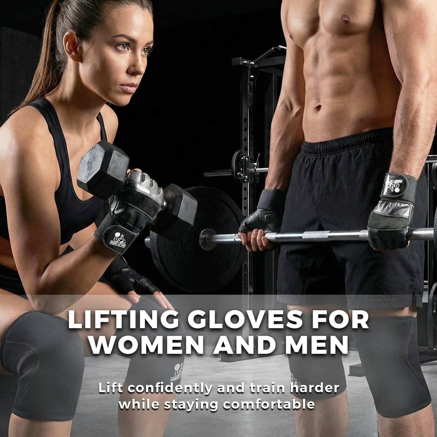 Nordic Lifting Weight Lifting Gloves with 12" Wrist Wraps Support for Gym Workout, Cross Training, Weightlifting, Fitness & Cross Training - The Best for Men & Women - Quality Gear - Large