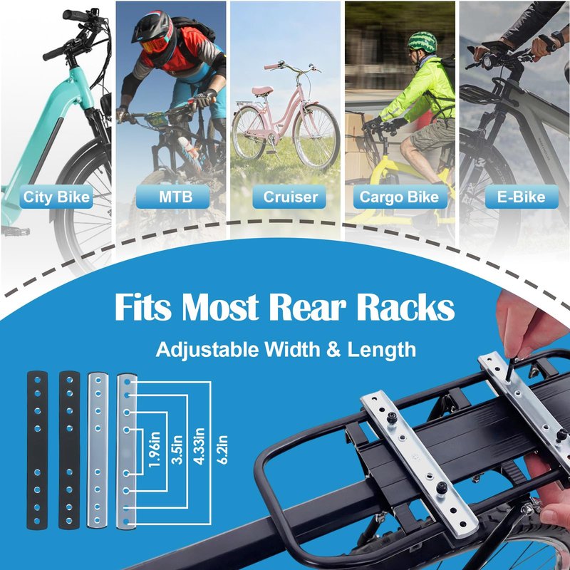 Quick-Release Bike Adapter Plate Set with Lock, Universal Fit for Rear Luggage Carrier Plate, Modular Mounting System for Bags, Crates, Pets, Commuter & Delivery Use (Adapter Plate Set with Lock)