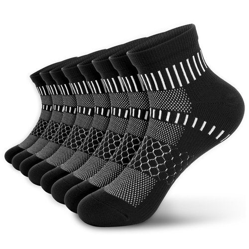 IRAMY Ankle Compression Socks for Men Women Cushioned Running Athletic Socks Plantar Fasciitis Relief 4 Pairs