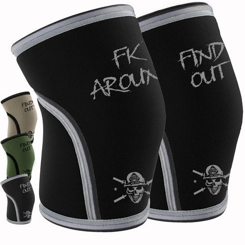 Knee Sleeves for Weightlifting & Powerlifting (7mm Pair) For Men & Women - Knee Wraps for Weight Lifting, Squats, Fitness, Gym Workout, Crossfit - Knee Compression Sleeve Support (Large - Black)