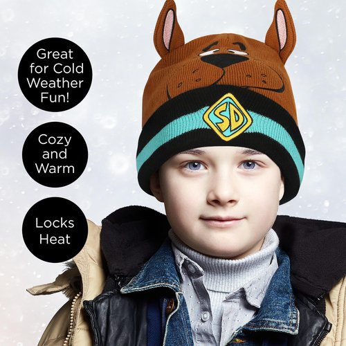 Warner Bros Scooby Doo Knit Warm Beanie hat for Kids and Adults, Winter Hats for Men, Women, Teens, Girls and Boys, Cuffed Beanies