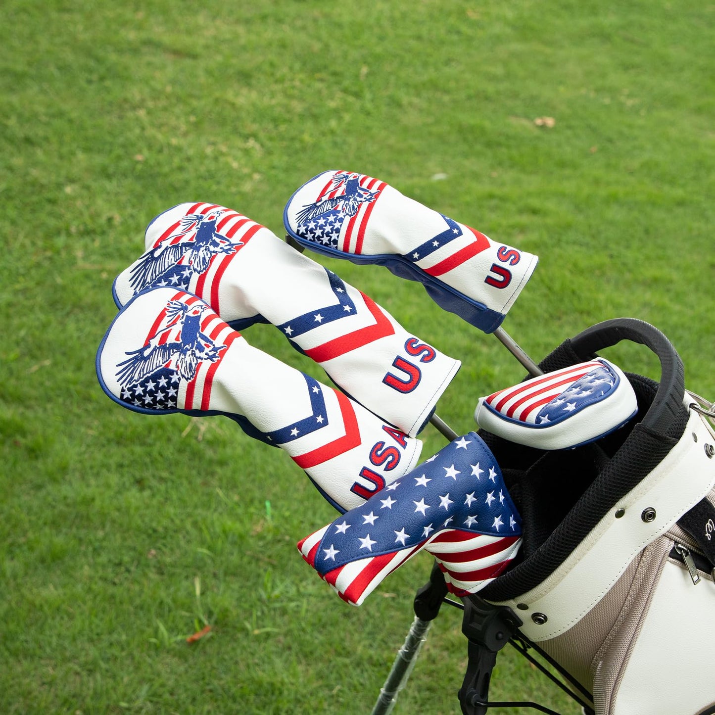 brdejc Golf Club Cover USA Eagle Putter Cover Driver Covers Fariway Wood Headcover Hybrid Cover Blade Putter Headcover Leather Golf Headcovers for All Brand (for Driver)