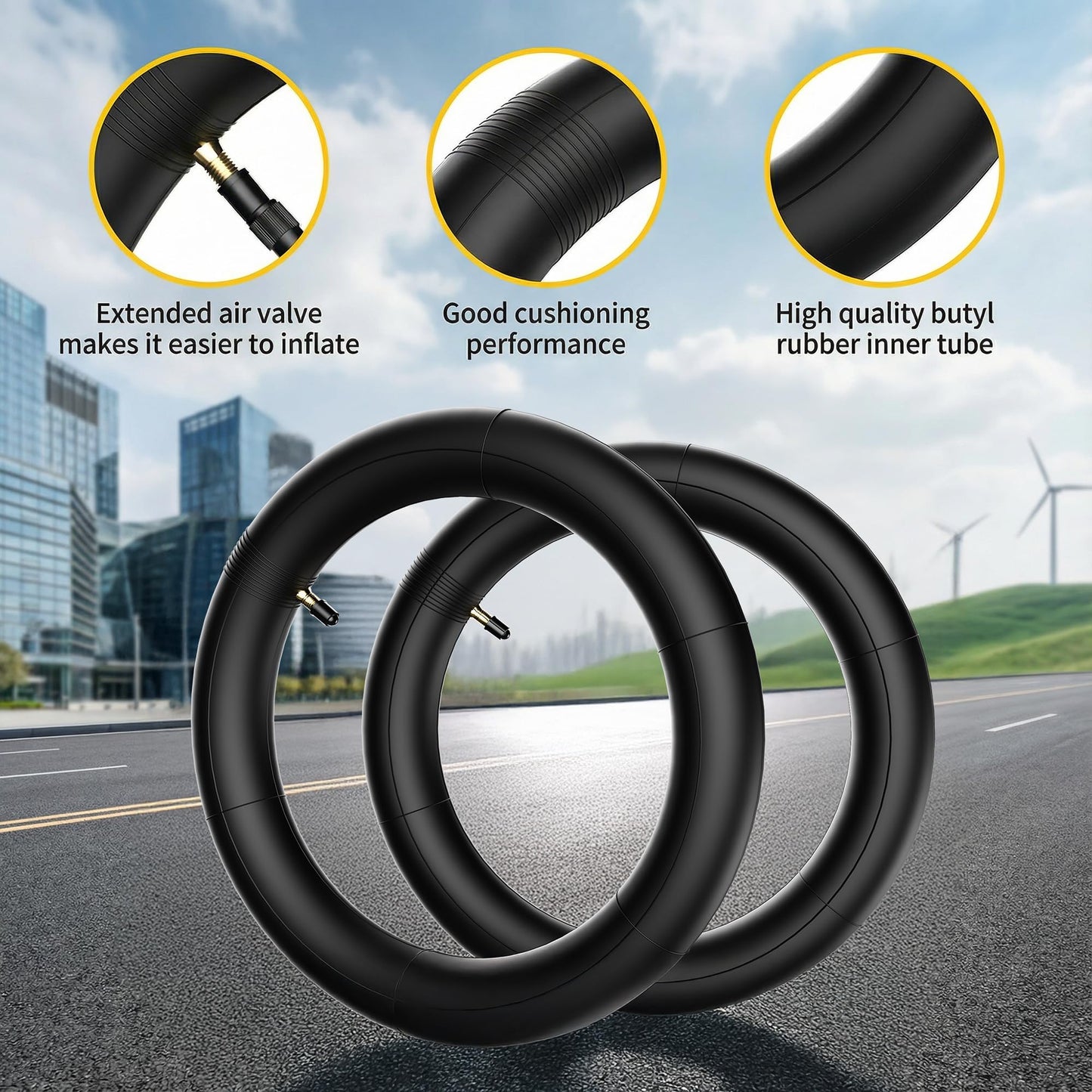 NAIXTYRE (2 Pack) 10x2.5,60/70-6.5 Thicker Inner Tubes. Replacement Wheels for Ninebot G30 Max/ G30 G30D/ G30LP Mobility Electric Scooters.