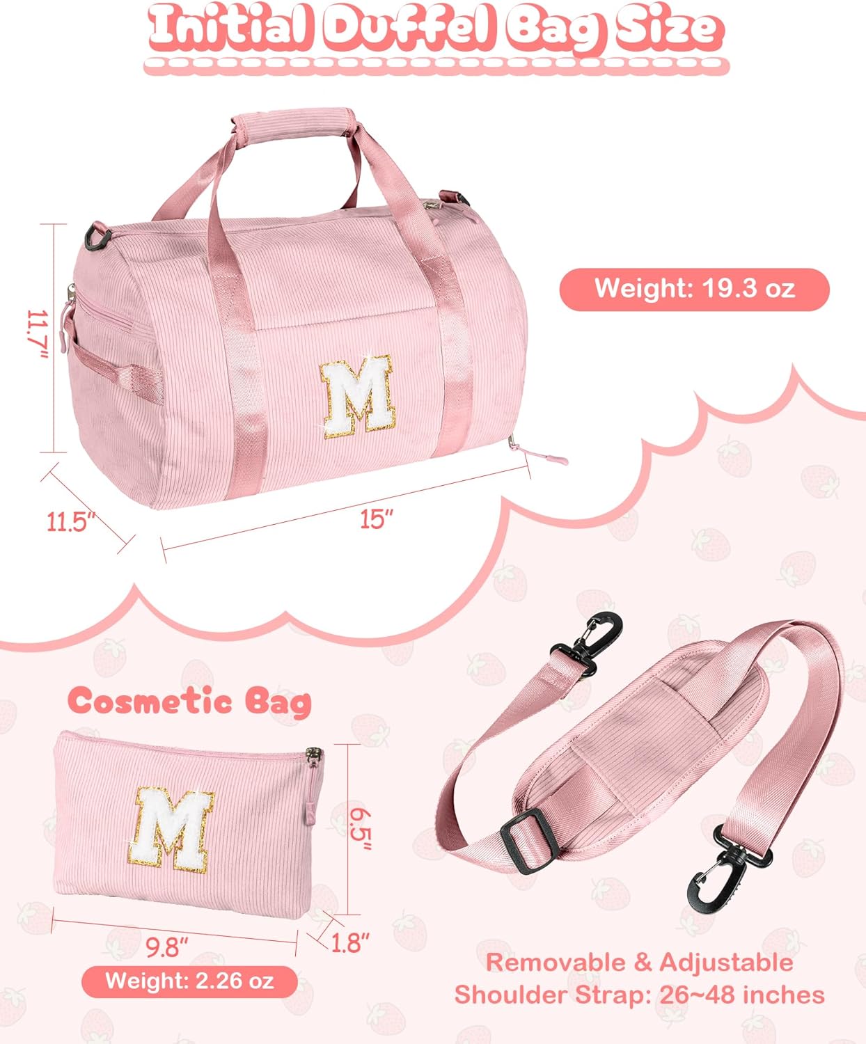 Skiennix Personalized Dance Gym Bag for Girls - Customized Duffle with Shoe Compartment & Toiletry Bag | Ideal Birthday Gift for Ages 3-8 (Letter Y)