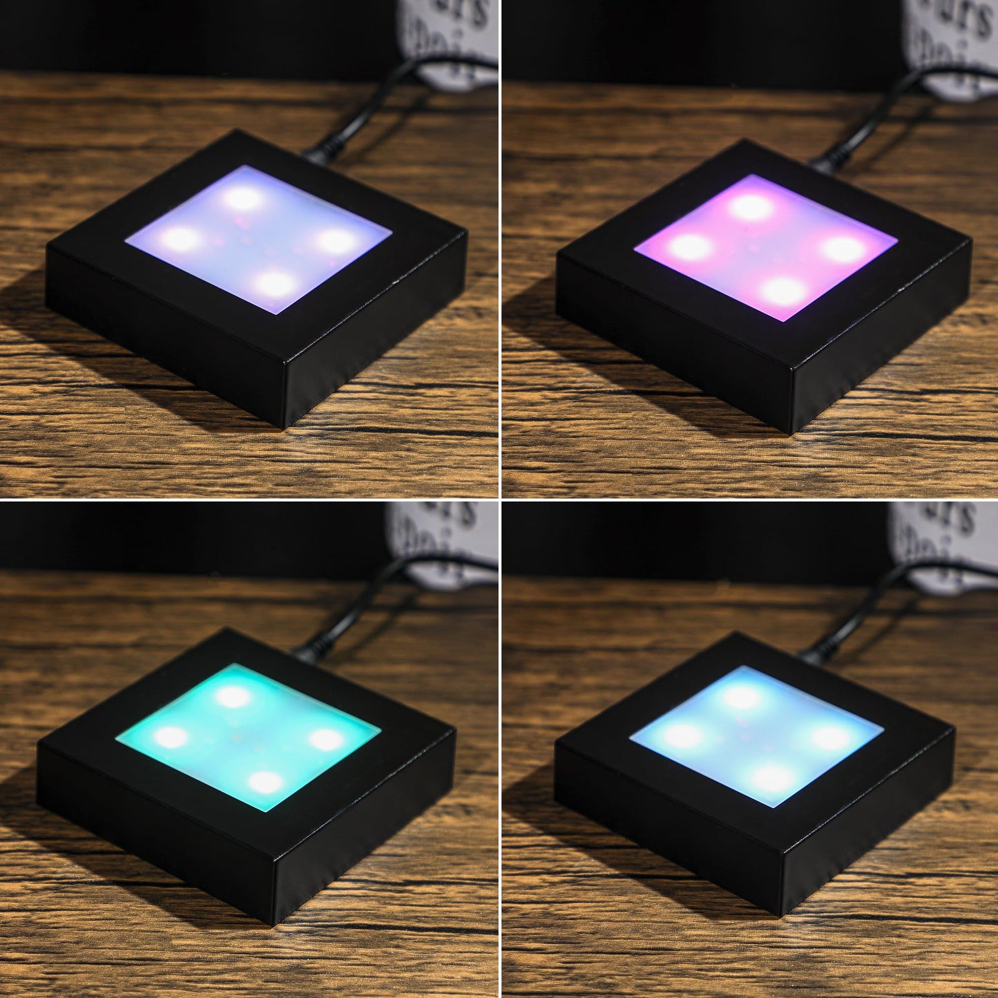 ZEERSHEE LED Light Display Base for Crystal 3D Glass Art, 7 Lighting Mode Color Change Square Stand Base Plate Flat