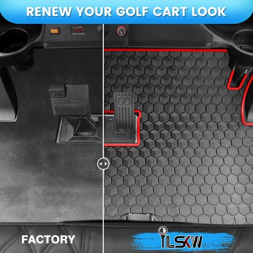 Golf Cart Floor Mat for Precedent Floor Mat, 3/10" Thickness Rubber Full Coverage Precedent Mat, Fit for Club Car Precedent (2004-2025) / Onward & Tempo (2017-2025) / Villager & V4L (2019-2025) Red
