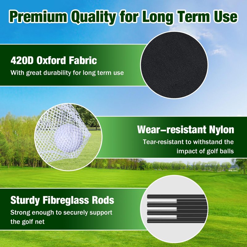 MoKo Golf Net with Practice Mat, 10 x 7 ft Golf Hitting Net for Outdoor Indoor Backyard Driving Chipping Swing Training, All-in-One Multi-Target Practice Nets, Gifts for Men Dad Him and Golfer, Black
