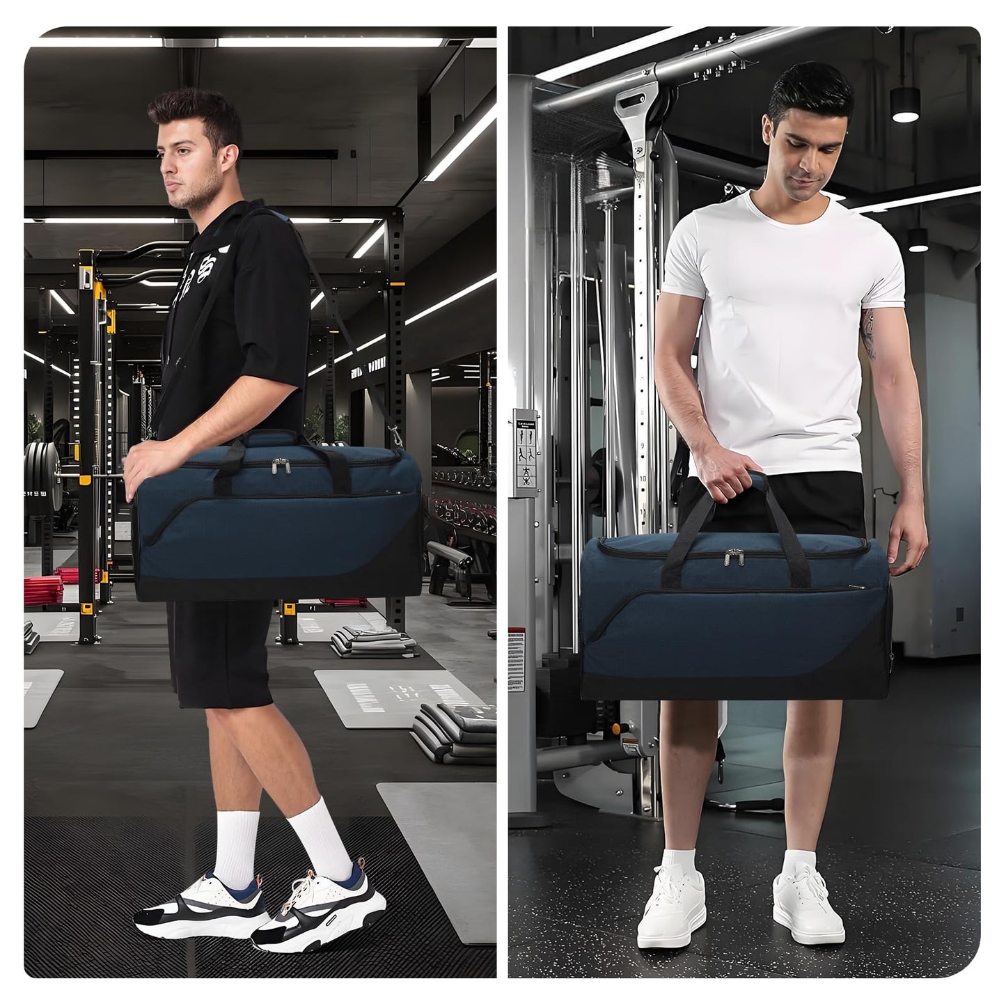 iFARADAY Men's Duffle Bag with Shoes Compartment, 24 inch, Navy Blue