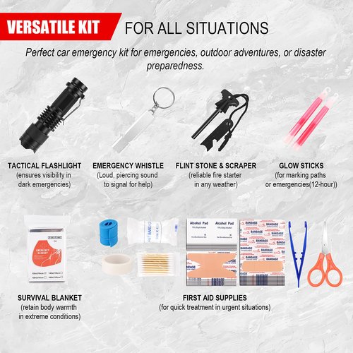 Gifts for Men Christmas 146Pcs Survival Kit First Aid Kit, Emergency Kit with Survival Tools, Medical Supplies for Camping, Travel, Outdoor Adventure
