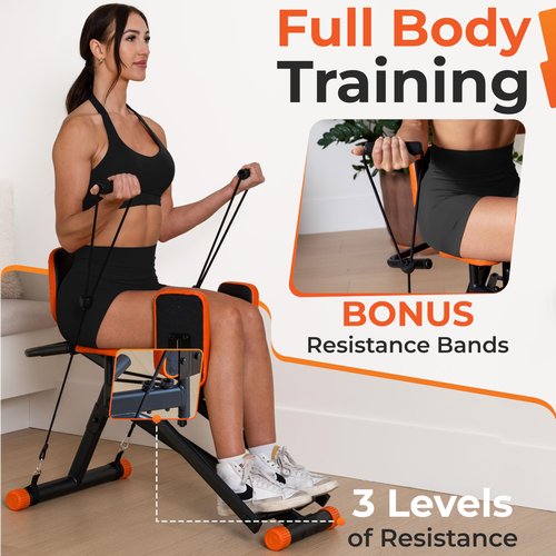 Glute Glow™ Hip Abductor Machine for Home Gym - USA Based - Booty Builder & Booty Trainer for Women – 3 Resistance Levels – Bonus Arm Bands, Thigh Workout – Glute Workout Equipment & Glute Machine