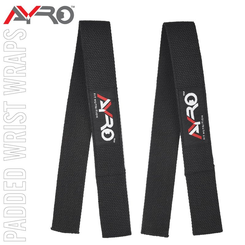 AYRO Lifting Wrist Straps for Weightlifting, Bodybuilding, Powerlifting, Strength Training (Black)