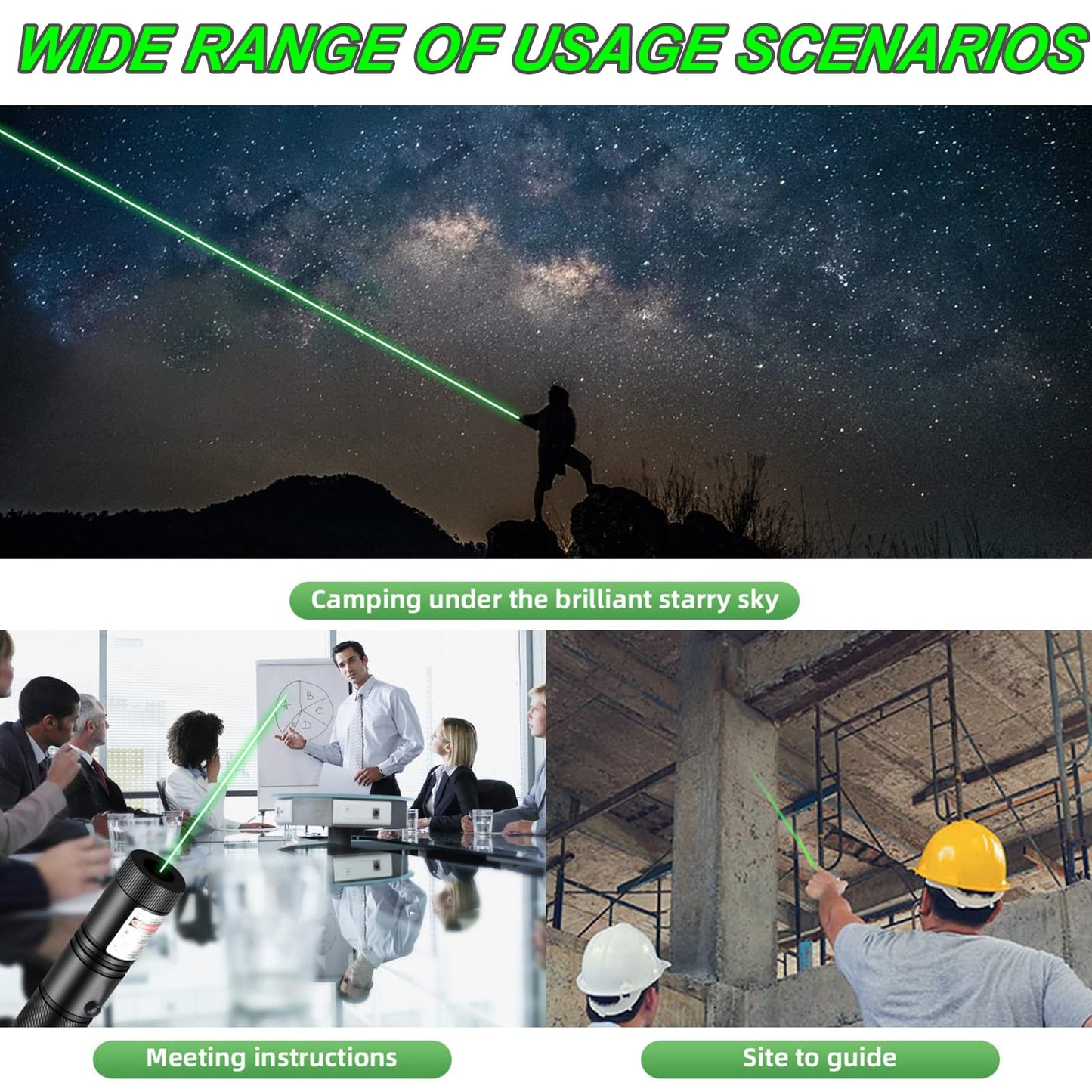 Presentation with Green Light Pointer, Green Rechargeable Handheld Presenter Pen for Presentations, Teaching, Classroom
