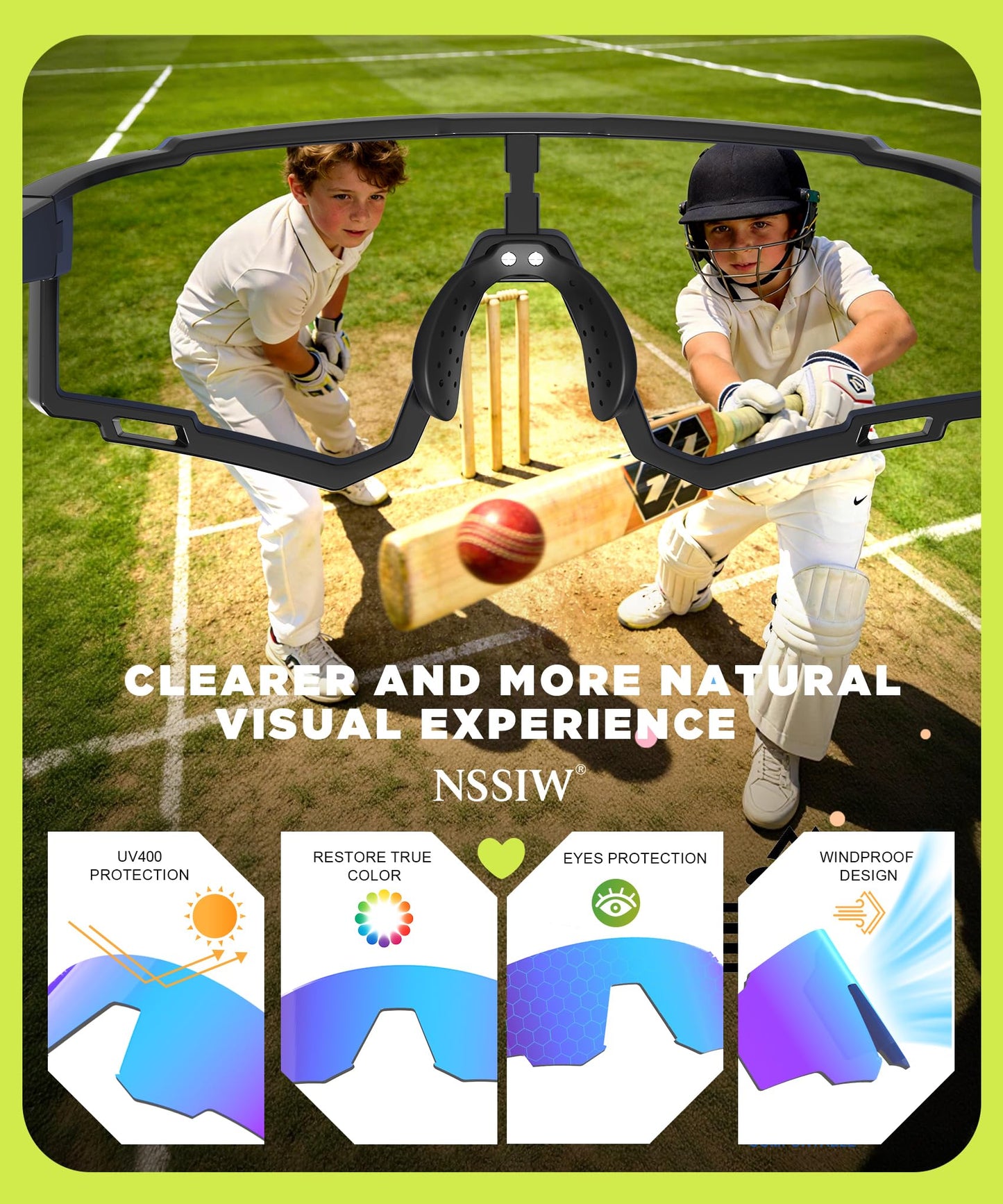 NSSIW Kids Sunglasses Boys Sun-Glasses: Sports Youth Baseball Sunglasses Girls with UV400 Unbreakable 3 Pack Age 4-14