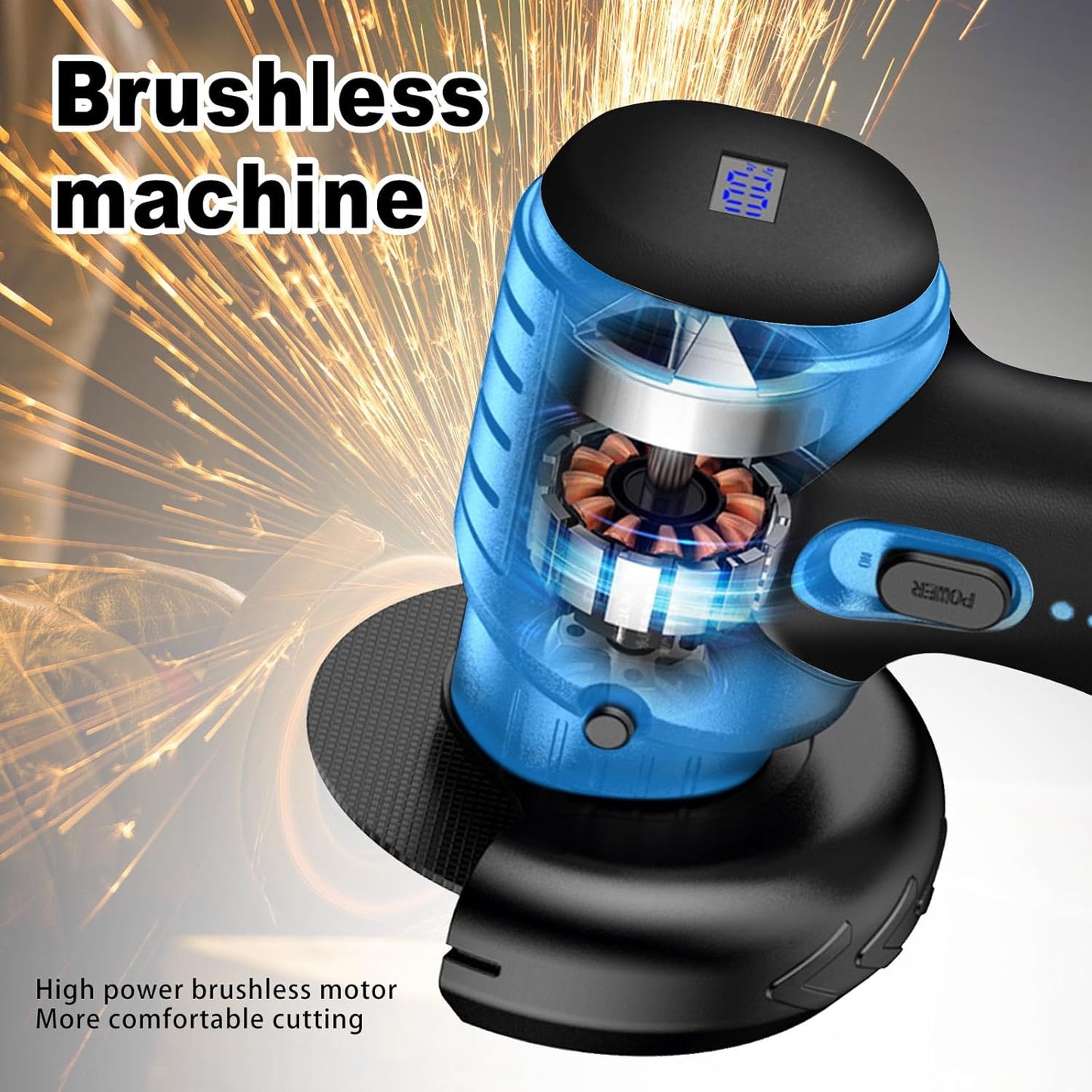 Mini Cordless Angle Grinder Kit - 19500 RPM Electric Tool with 2 Batteries & 5 Cutting Discs for Metal & Wood