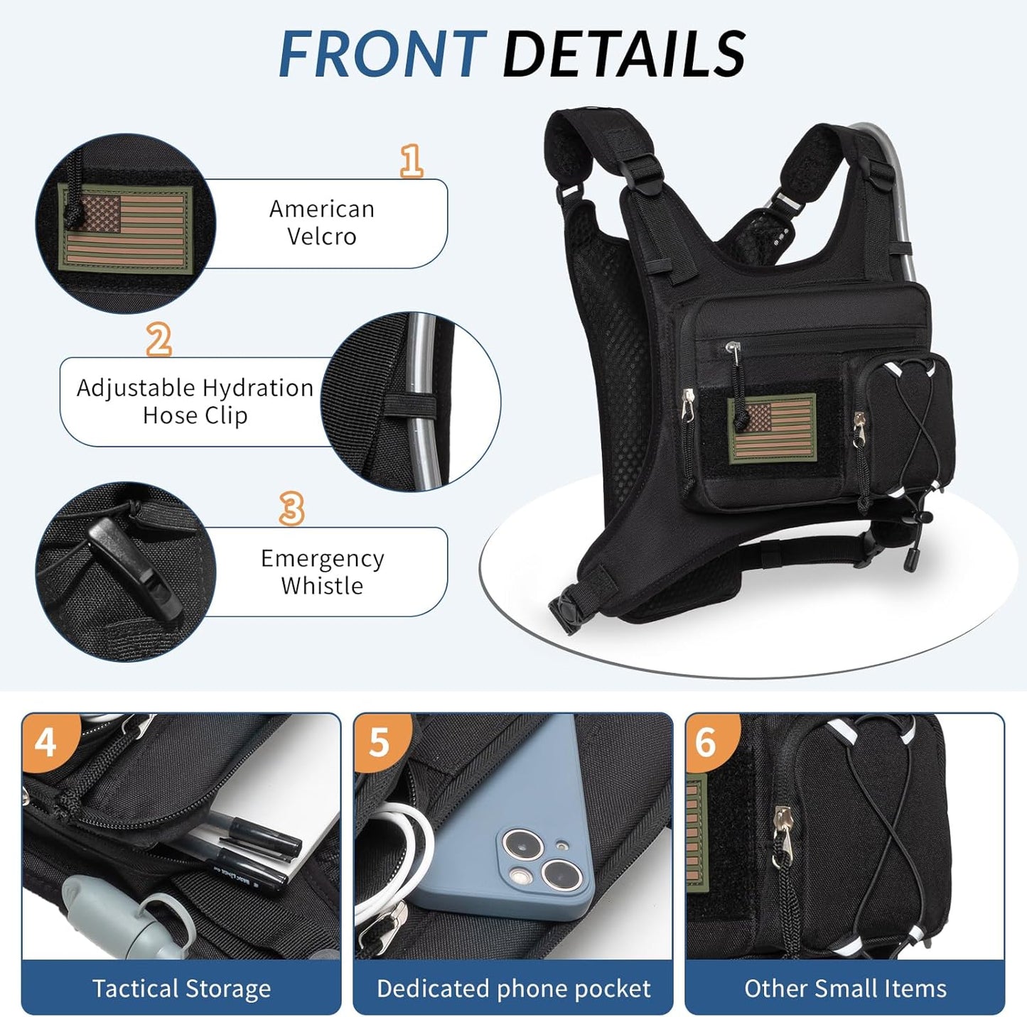 Runlight Running Vest - Lightweight Adjustable Hydration Pack with 1.5L Water Bladder & Pistol Holster