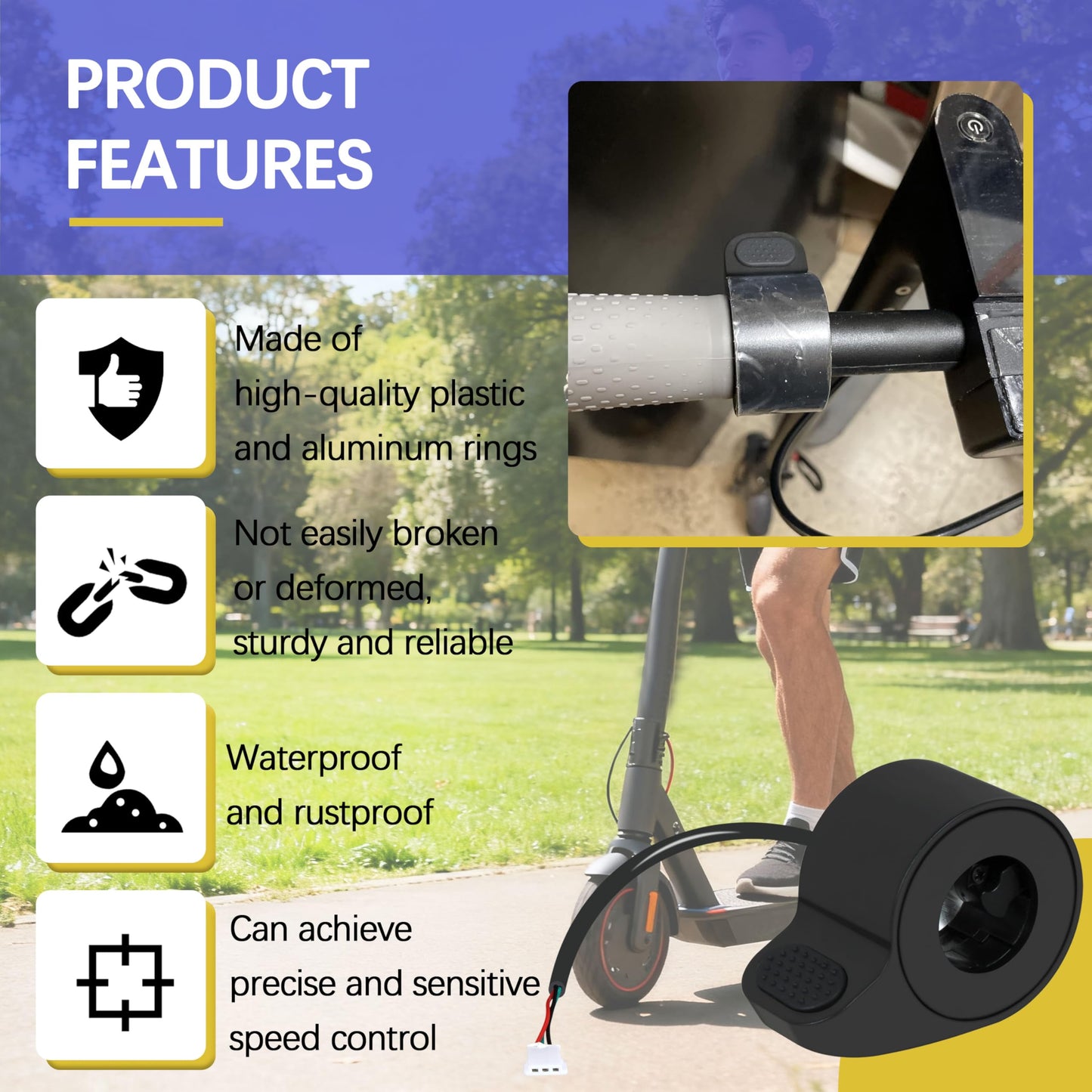 Zfegto Replacement Thumb Throttle for GOTRAX GXL V2 Electric Scooter, Throttle Accelerator Speed Control Replacement for GOTRAX E-Scooter