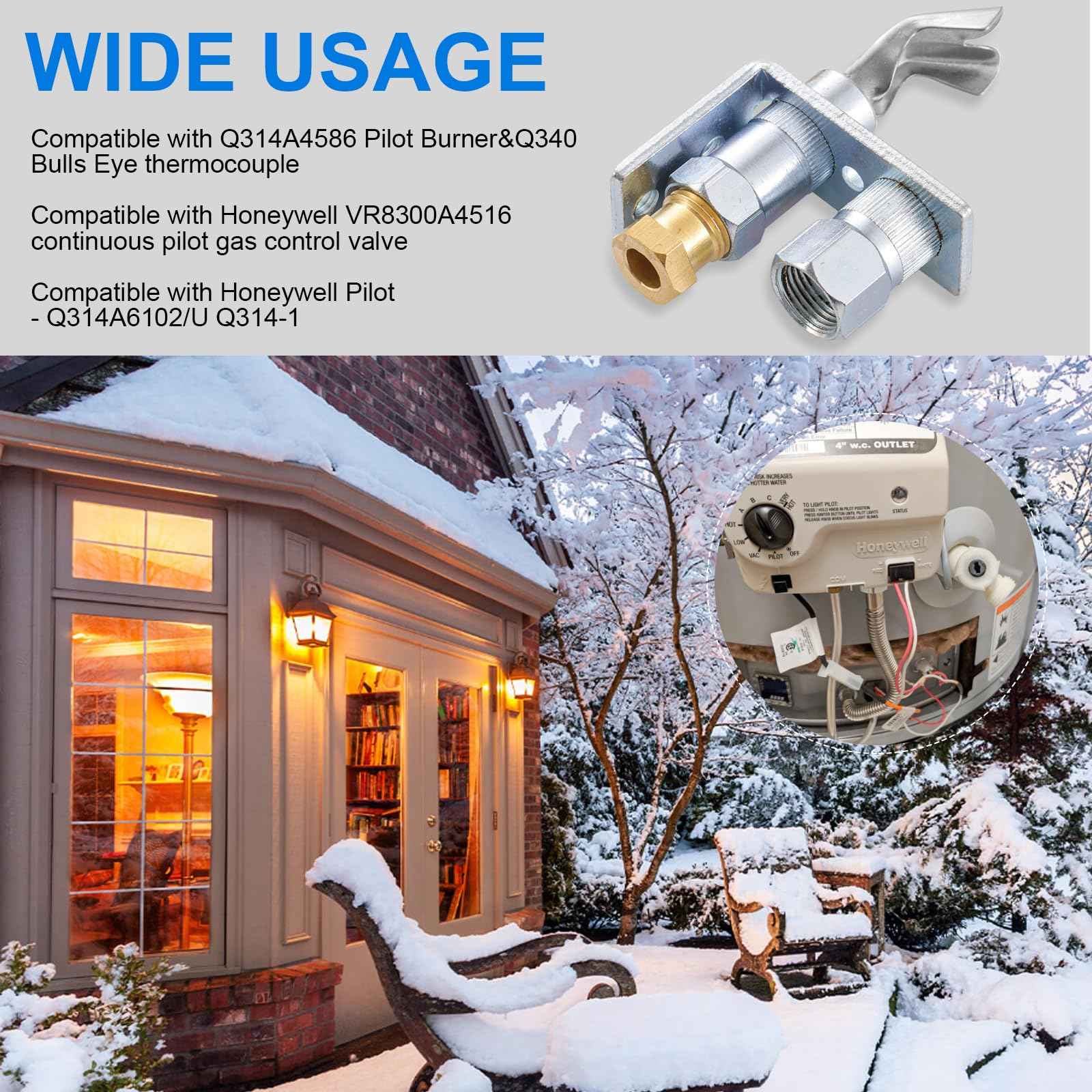 Tigbear Q314A4586 Pilot Burner Flame Head, Natural Gas and Propane Pilot Burner Assembly, Standing Pilot Burner with Orifice Compatible with Honeywell TRC Q314A-CSC