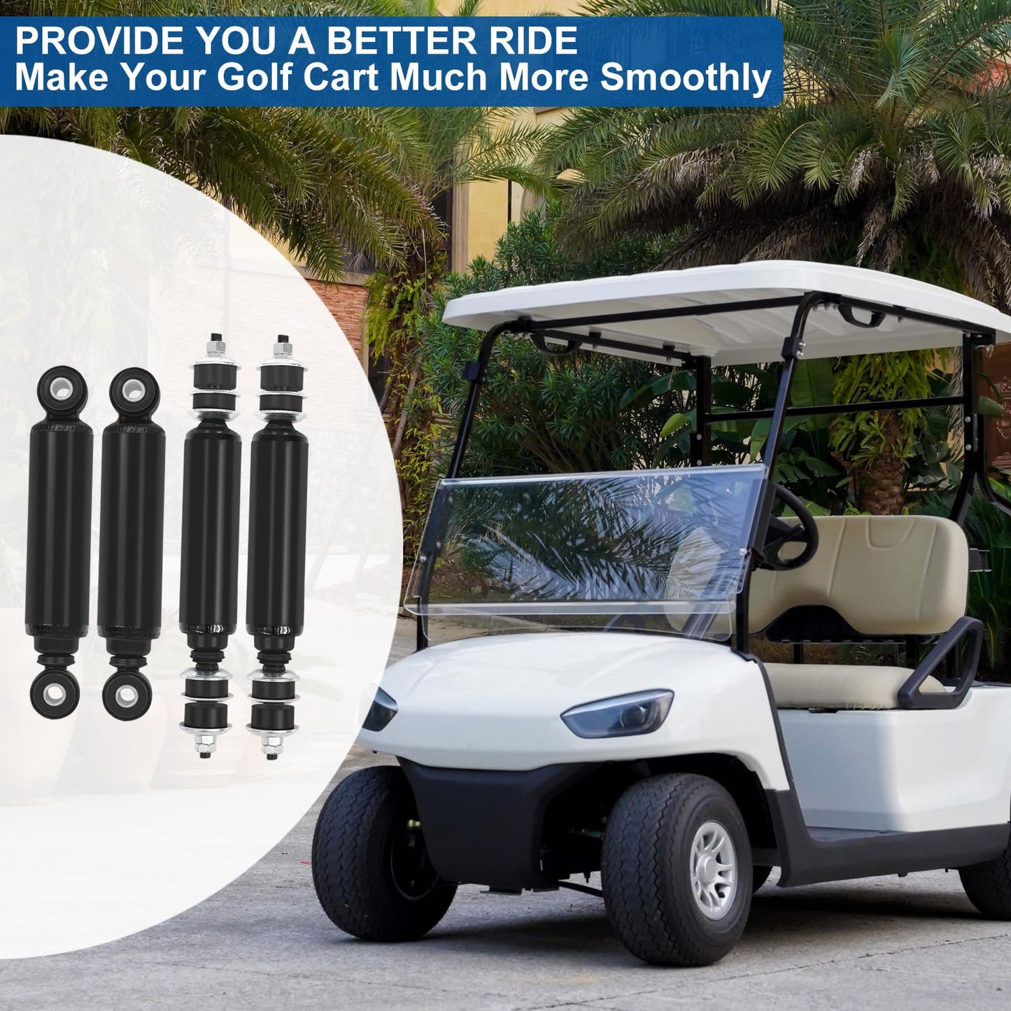 Golf Cart Front and Rear Shock Absorbers for Club Car DS G&E 1988-2011 Precedent G&E 2004-up, 1014235 1015813 1010991 1012183 1014236 1013164