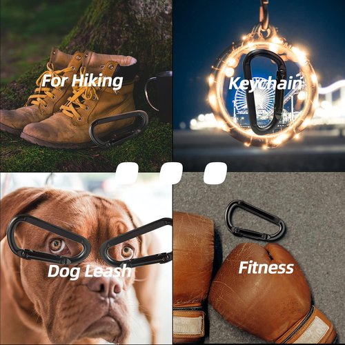 EZYA Heavy Duty Carabiner Clips - 860lbs Iron Carabiners for Keys, Gym, Camping & Hiking Gear | D-Ring Keychain Hooks