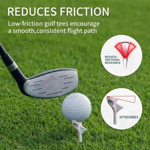 LOFIN Adjustable Height 10° Golf Tees – 3.15" Eco-Plastic Low-Friction Tees for Precision Launch Angle, Longer Straighter Drives – Performance Training Tee for Driving Range, White (10-Pack)