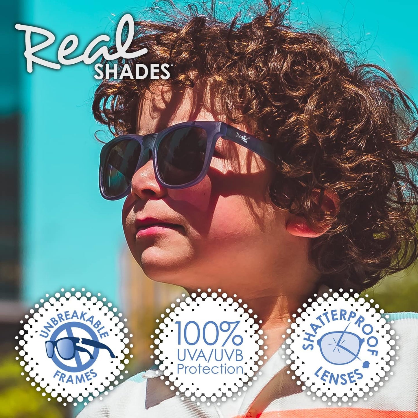 Real Kids Shades - Switch Sunglasses for Kids | 100% UVA UVB Protection - Light Blue/Purple, Ages 4+