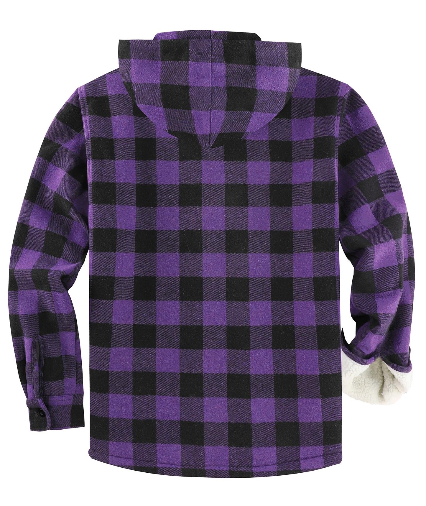 SCODI Men's Flannel Shirt Jacket Fleece Sherpa Lined Plaid Jackets Coat Full Zip Up Hoodie Winter Outwear Purple XL