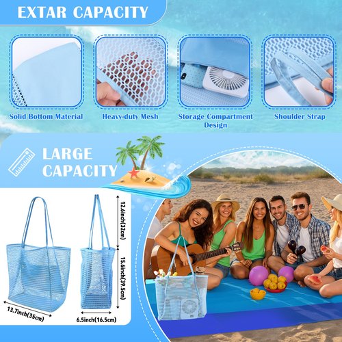 Beferr Mothers Day Beach Gifts Basket for Women, 79" X 83" Beach Blanket Waterproof Sandproof, Beach Mesh Tote Bags, Birthday Baskets for Her Wife Mom Sister Grandma Friend